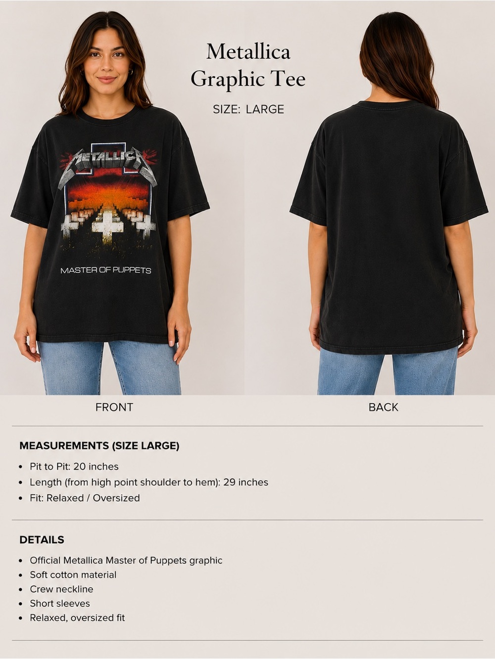 Metallica "Master of Puppets" Graphic Tee - Black with Sunset Graphic